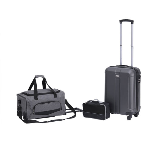 3PC TRAVEL SET - HARDSIDE CARRY-ON WHEELED DUFFEL PACKING CUBE
