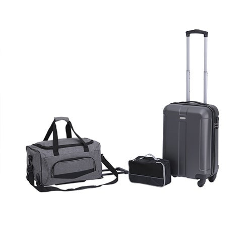 3PC TRAVEL SET - HARDSIDE CARRY-ON WHEELED DUFFEL PACKING CUBE