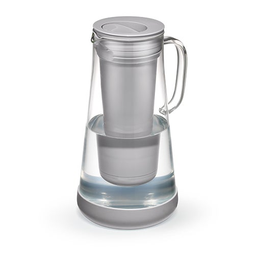 LifeStraw Home 7 Cup Glass Water Filter Pitcher w/ Silicone Base Pebble