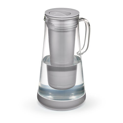 LIFESTRAW HOME 7 CUP GLASS WATER FILTER PITCHER W/ SILICONE BASE